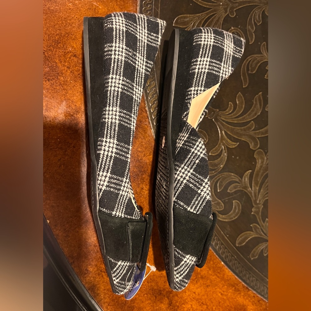 Alex Marie Gingham Flat Plaid Shoes with Black Buckle.Size 6M , New without Box